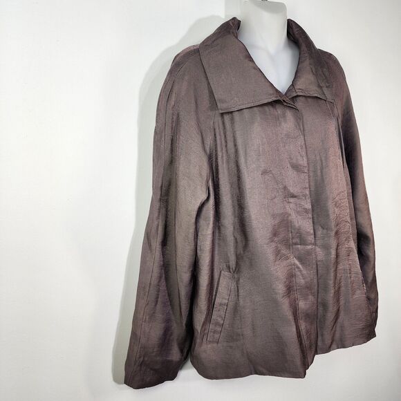 Chico's Womens Jacket Size 2 Large Subtle Shine Karise Long Sleeve Taupe Button - Picture 3 of 12